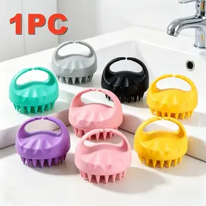 1pc Silicone Gentle Spa Massage Relax Hair Brush, Colorful Silicone Head Scalp Massager, Handheld Shower Comb, Home Bathroom Hair Care, Scalp Scratcher, Bestseller