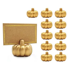 Kate Aspen Place Card Holders (Place Cards Included) - Set of 12 - Table Number Holder for Weddings, Gold Pumpkin Photo Holder for Table Assignments at Bridal Showers or Anniversaries