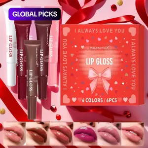 High-End Lip Gloss Set, 6pcs Luxurious Long-Lasting Moisturizing Color-Enhancing Glossy Balm Finish, Unique Gift for Women, Mother's Day & Christmas Present