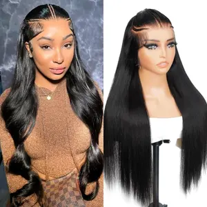QZHAIR Pre Braided Wig Straight Lace Front Wigs Human Hair Ready To Go Glueless Wig Human Hair Pre Plucked Pre Cut Straight 13x4 Lace Frontal Wigs For Black Women Straight Stylist