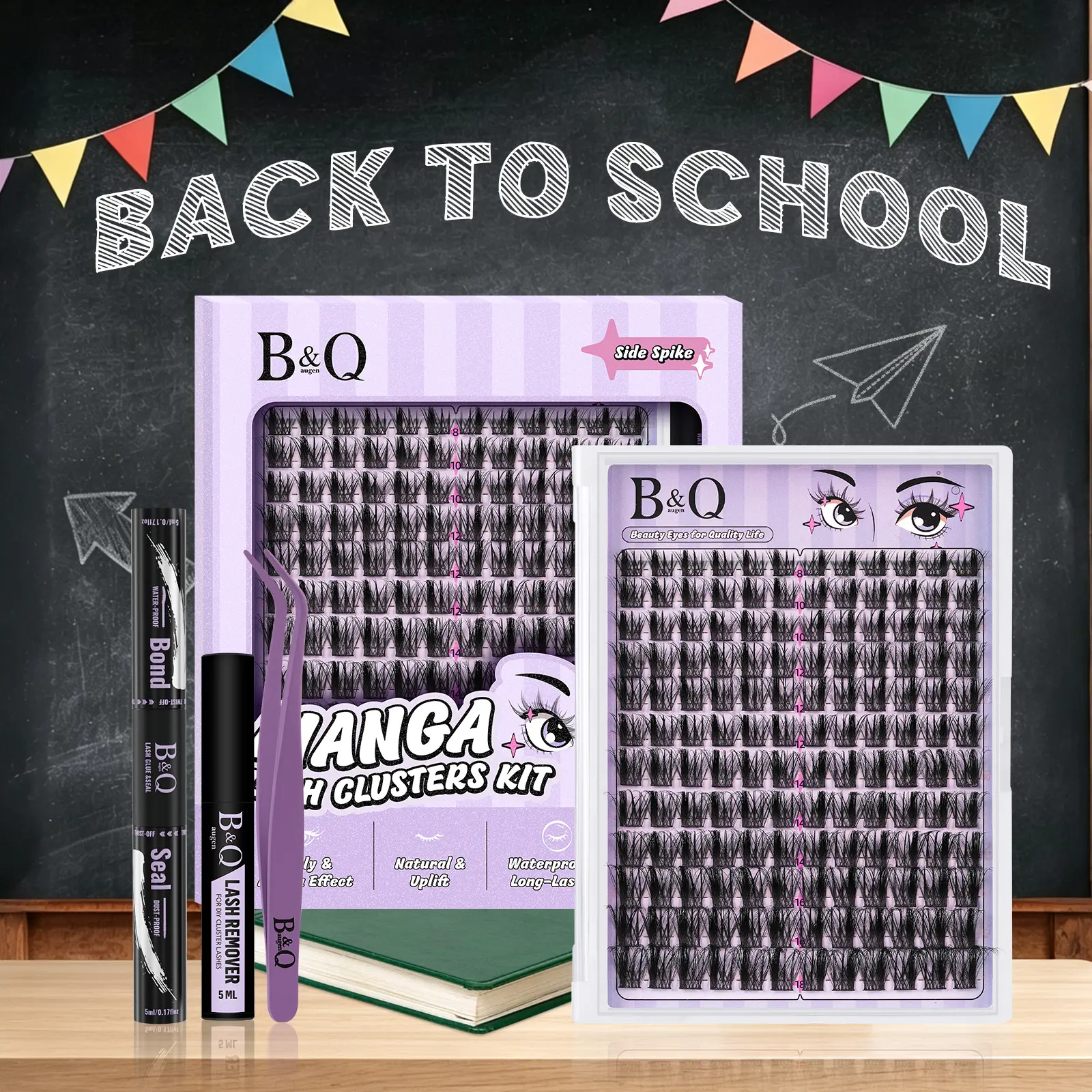Side Spike Kit l B&Q Manga Series Individual Spider Lash Clusters,CC-Curl,Bond & Seal(8-18MIX) for DIY Eyelashes Extension Kit Outdoorfun Makeup Cosmetic Spiky Cartoon Anime Wet Vibe Lash #dealsforyoudays,back to school
