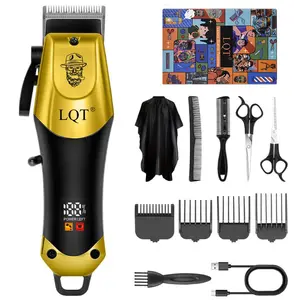 LQT Pro Clipper Set – Cordless & Corded, Cuts Hair & Beard | Comes with 2 Scissors + 2 Combs, Full Home Barber Kit
