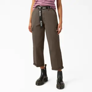 Dickies Women's Relaxed Fit Cropped Cargo Pants, Mushroom (MR1), ,25