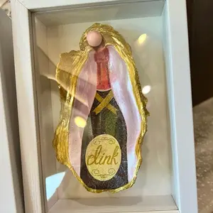 “Fizz, Pop, Clink” Oyster Shell Shadow Box Trio