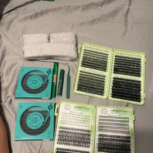 Multiple options: 1490/650/640/100 Pcs Lash Clusters Kit, D Curl Mixed Length 11 Styles Bottom/Spike/Wispy/Manga/Volume Lashes, Kit with Bond&Seal Tweezers, Perfect for Beginners&Proficient, DIY at Home Easily, Easy Apply for Makeup Daily