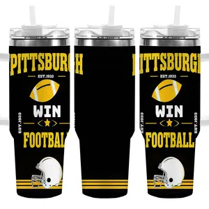 40 oz Pittsburgh Victory Themed Thermos Mug, Double Vacuum Insulated Travel Mug, Leakproof Lid, Great Christmas/Father's Day/Birthday Gifts, Ideal Coffee Mug for Parents, Best Christmas Gifts Customized Chivas Gradient Digital jarro de Stranger Things