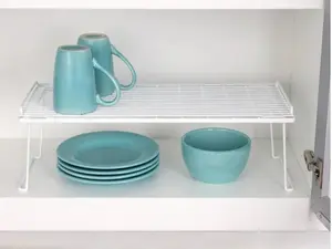 White Metal Kitchen Pantry Wire Stacking Single Shelf - 22x10x7 - Organiser Rack