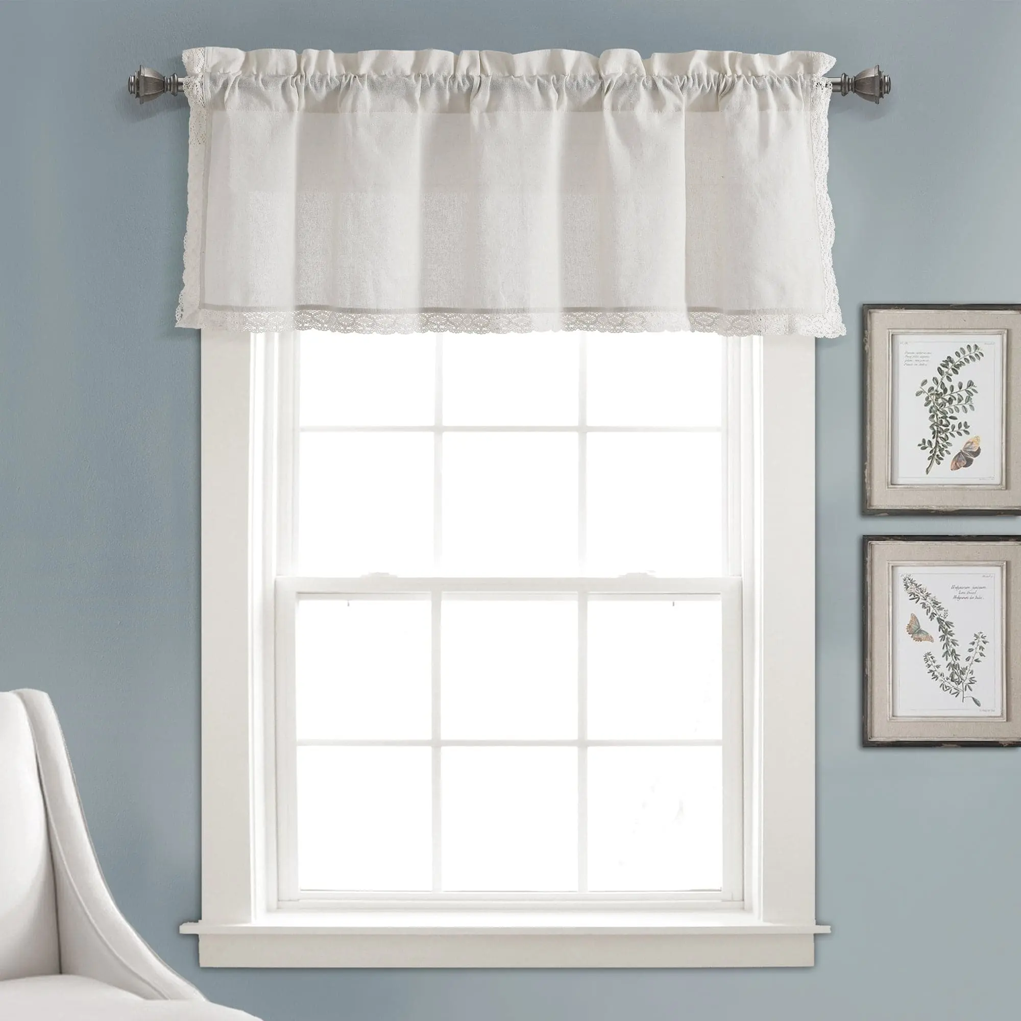 Lush Decor Rosalie Faux Linen Valance - Single, 54"W x 18"L + 2" Header, Home Decoration Curtain, Window Hanging, Interior Decoration Accessories for Home & Event Use