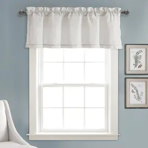 Lush Decor Rosalie Faux Linen Valance Single 54"W x 18"L + 2" Header - Versatile Design for Home Decor and Event Occasions