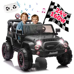 24V 2-Seater Kids Ride on Truck, Electric Ride on Car with Parent Remote, LED Lights, Bluetooth Music, Storage Space, Battery Powered Toy Vehicle for Toddlers Boys Girls 3-8