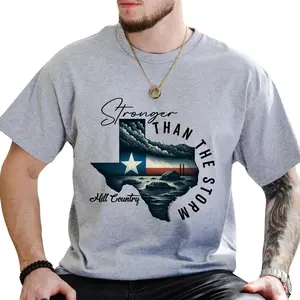 MAPTEES Stronger Than The Storm Graphic Tee, Stand By Texas T-shirt For Men, Pray For Texas Shirt, Faith Based Men Tee, Hill Country Strong Clothing