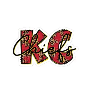 ColorFlow | KC Chiefs Leopard Print Vinyl Sticker for Water Bottles Laptops Cars | Football Fan Art Waterproof Decal