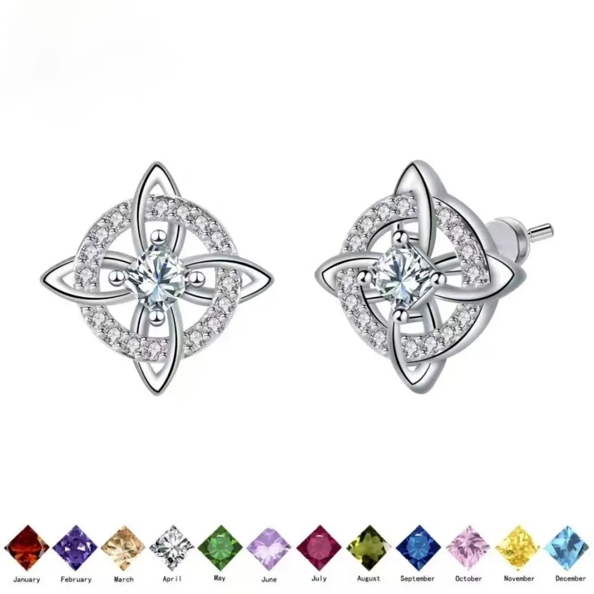 Witch Knot Zircon Inlaid Stud Earrings, 925 Sterling Silver Post, Hypoallergenic, Luxury Vibe, Daily & Commute Wear