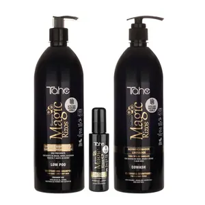 Tahe Magic Rizos Big Kit - Low Poo Shampoo 1000ml + Cowash Conditioner 1000ml + Hair Serum 100ml, Suitable for the Curly Method
