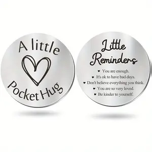 Stainless Steel Pocket Hug Commemorative Coin, Souvenir Gift for Men's Long-Distance Relationship, Unique Keepsake for Him