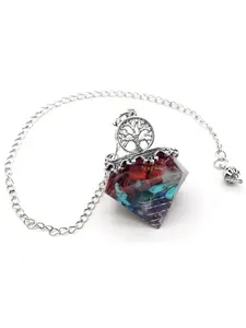 Diamond Shape Pendulum, Natural Crystal Agate Resin Chipped Stone Style, Energy Calming Meditation Tool, Single Piece