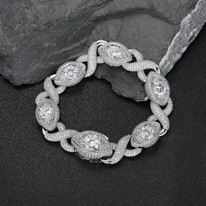 Drip Apex  Hip-Hop Zircon Bracelet 15mm Infinity Eye Figure 8 Cuban Chain Men's Bracelet Accessories
