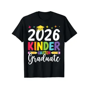 Kindergarten Graduate 2026 Preschool Graduation Boys Girls T-Shirt | Tops, Short Sleeve, Crew Neck, Casual Streetwear, Soft Breathable, All-season Fit