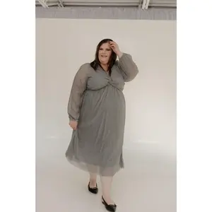 METALLIC SILVER PLISSE DRESS