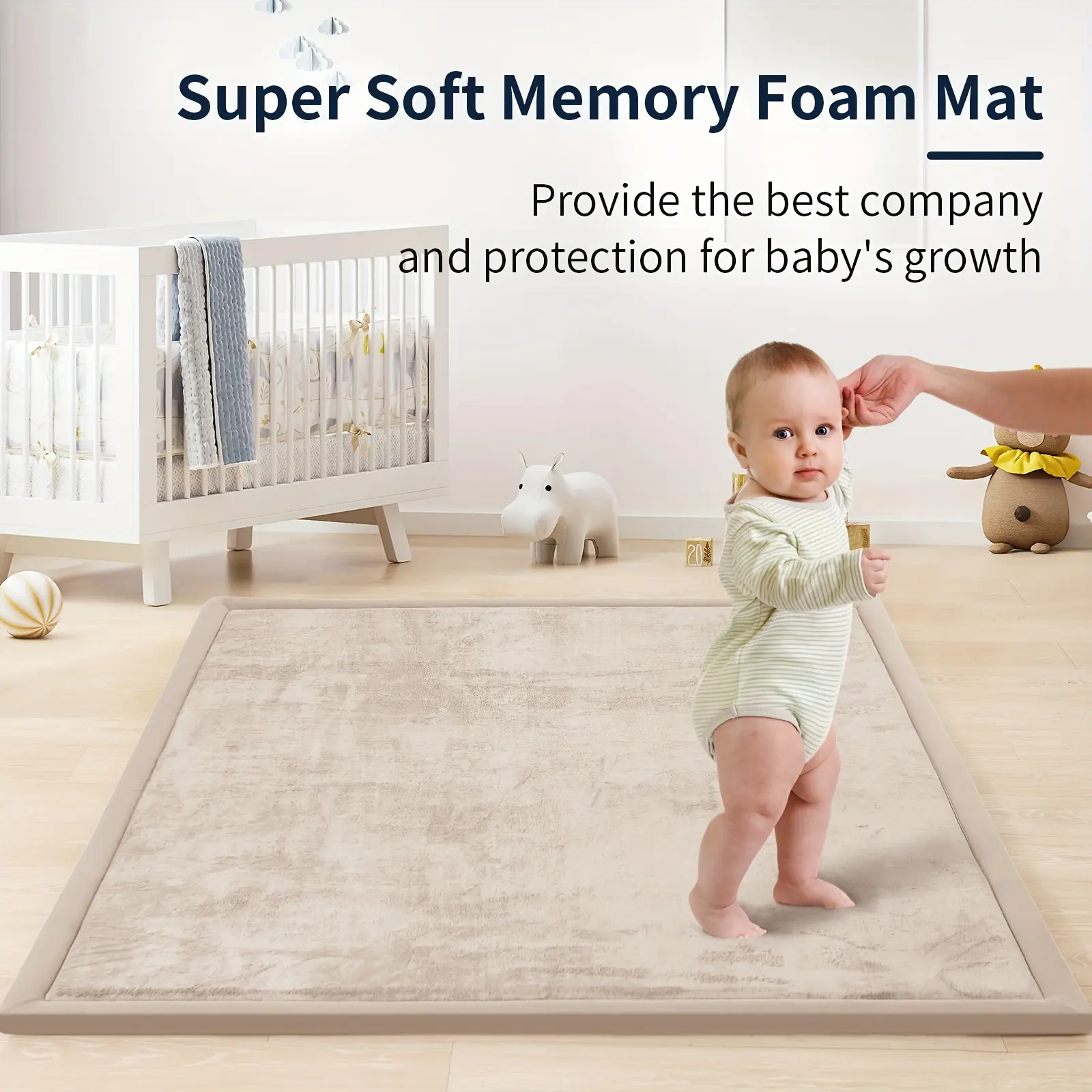 Oversized Baby Play Mat, Slip-Resistant Coral Velvet Rug, Cushioned Crawling Mats for Children And Infants, 50X50 Inch Foam Mat Suitable for Playpens And Yoga, 1pc Japanese Tatami Floor Mat, 1.1 Inch Thick Soft Mat