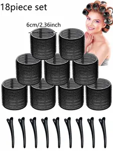 18pcs Women's Curling Set (9pcs Large Hair Clips+9pcs Hair Clips), Large Self Holding Curler, Home Edition Manual Curler, Suitable for Long/Medium/Short/Thick/Thin Hair, Mother's Day Gift, Campus Curling Set, Hairdressing Tools,curly hair