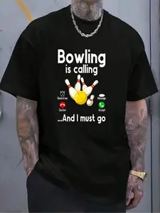 100% Cotton Bowling Gifts Bowling T-Shirt Women's Men's Graphic Tee Crew Neck summer vacation Tops