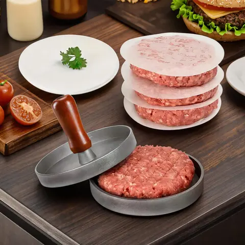 Burger Press with 100pcs Burger Patty Paper, Non-stick Burger Press, Hamburger Press, Burger Making Tool, Kitchen Tool for Outdoor Picnic Barbecue, Durable Cooking Tools, Kitchen Supplies