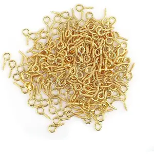 Sonew Pack of 200 Mini Eye Pins Hooks Eyelets Screw Hooks Threaded Bails Findings for Jewelry Pendant Making(Gold)