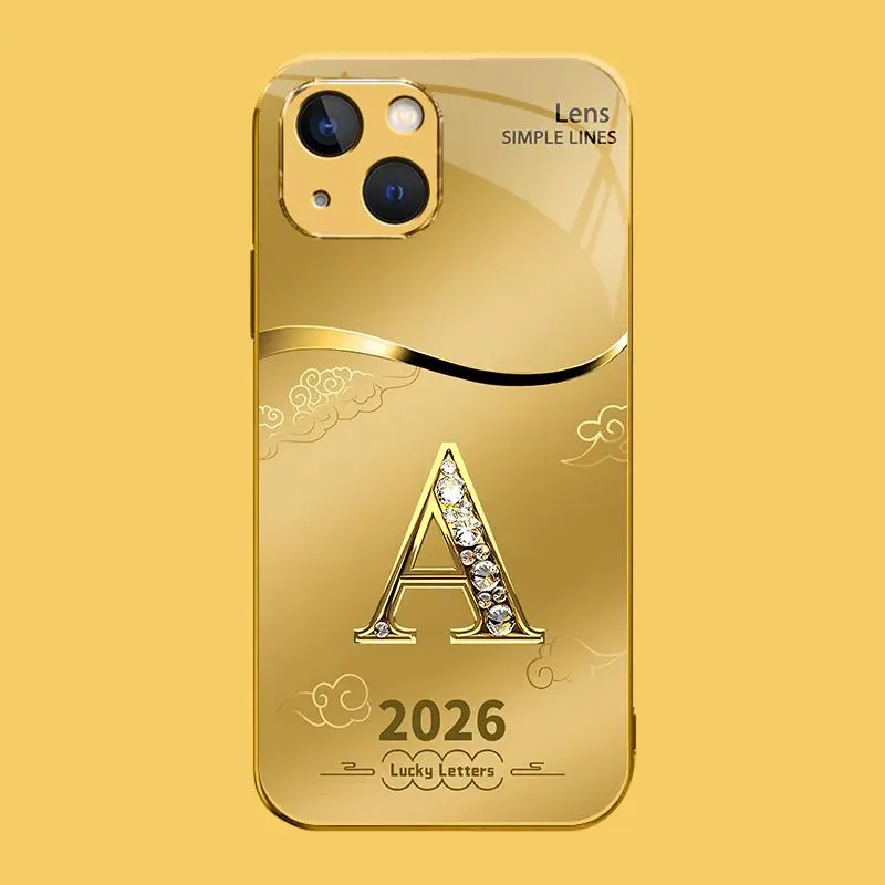 Suitable for [iPhone 15 Plus] high-end phone case🤩，choose from 26 letters of the English alphabet, each with an exquisite auspicious cloud pattern to bring you good luck YM99