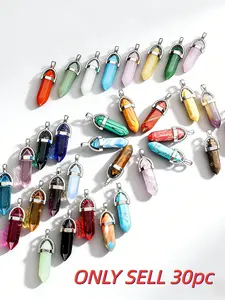 30 Natural Stone Mixed Glass Hexagonal Beads Pendant, Ideal for Jewelry Making, Mother's Day Gift, Reward Gift, Boho Style, All Seasons