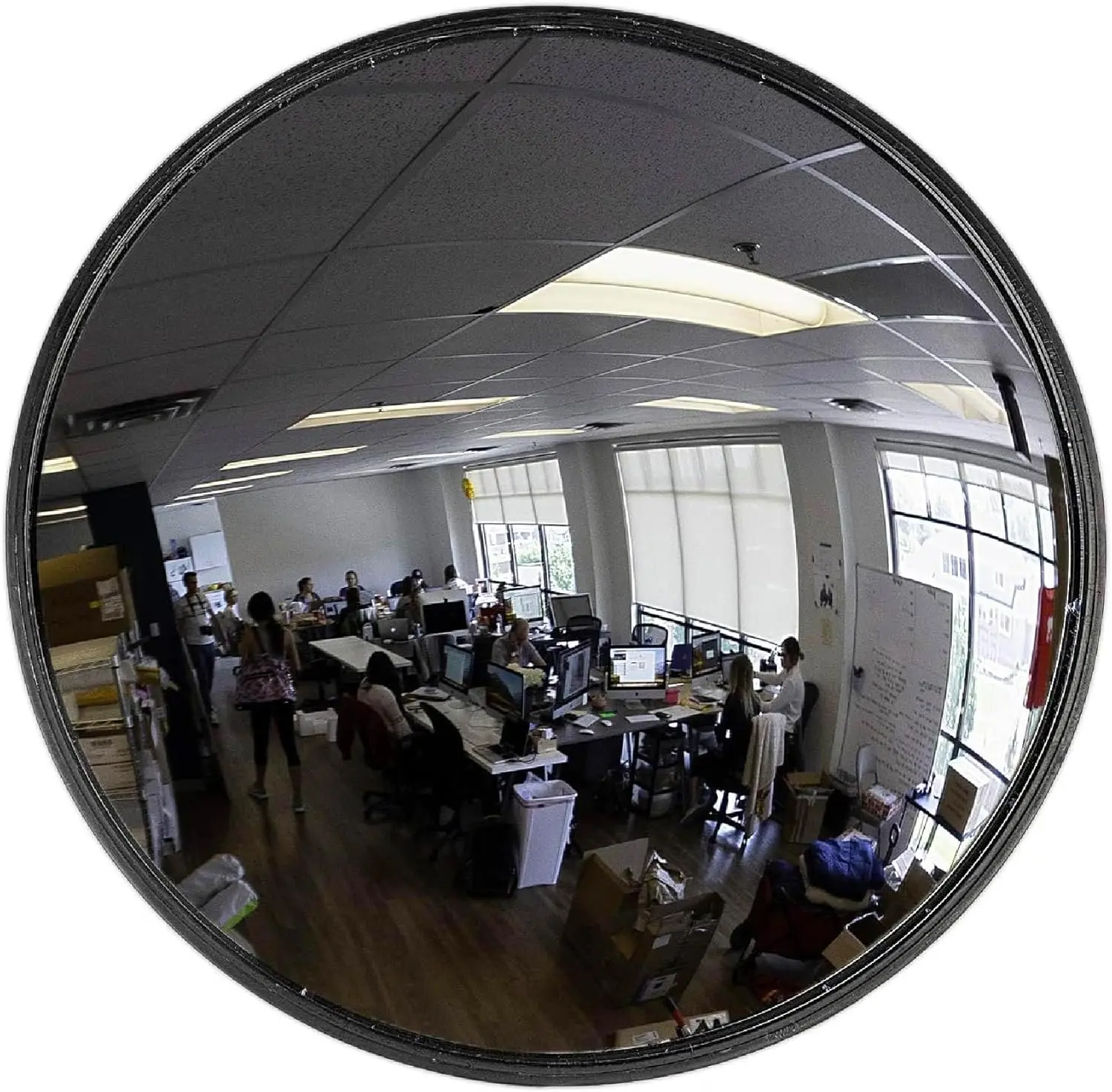 12 Acrylic Convex Mirror, Round Indoor Security Mirror for the Garage Blind Spot, Store Safety, Warehouse Side View, and More, Wall Mirror for Personal or Office Use - ,Black