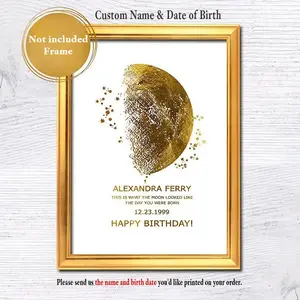 Personalized Moon phase unframed Poster, Birthday gift, Custom Name & Birthdate Print, Special date Moon phases wall art, Meaningfull Birthday Gift from Son, Daughter, Husband, Wife, Home decor