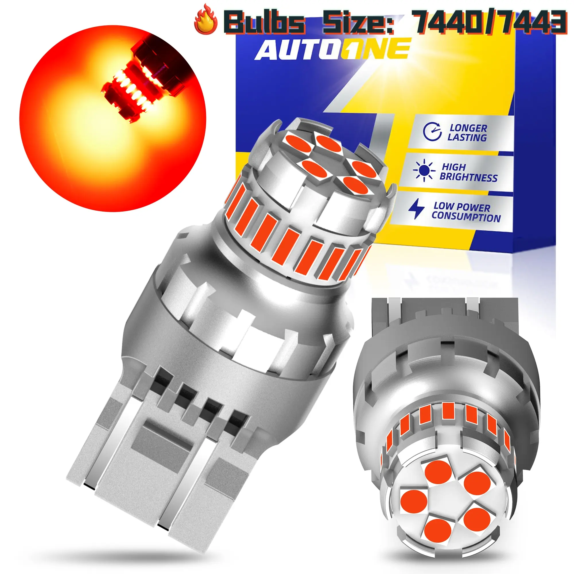 7443/7440 - Red - Flashing Strobe Brake Light