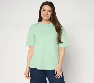 LOGO by Lori Goldstein Cotton Elbow Sleeve Everyday Boyfriend Tee