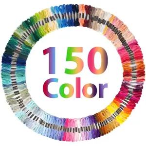 150-Color Embroidery Floss Skeins, Rainbow Cross Stitch Threads, Multi-Purpose Craft Yarn for Bracelet Making