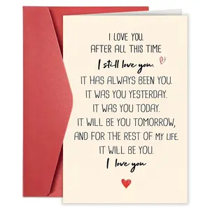 1PC Romantic Anniversary Card, Greeting Card for Husband or Wife, Love Poem Gift for Valentine's Day, Wedding Celebration, Birthday, Includes Envelope