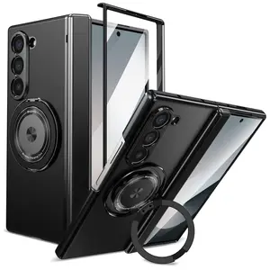 For Samsung Galaxy Z Fold 7 6 5 4 3 5G Magsafe Magnetic Hinge Phone Case 360°Full Screen Protective Ring Holder Shockproof Cover