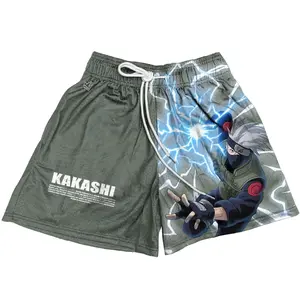 Kakashi Naruto Culture Shorts Men's Basketball Shorts Workout Sport Knee Pants with Pockets Athletic Sweat Walking Summer Shorts
