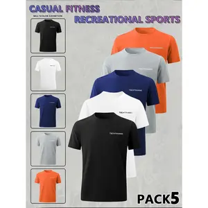 Men's 5 Pack Plain Muscle Crewneck T-Shirt Gym Workout Athletic Shirt Tees with Menswear Casual Tops,Men's Classic Streetwear Clothing for Daily Wear, Summer Fashion Outfits 2025,men gifts