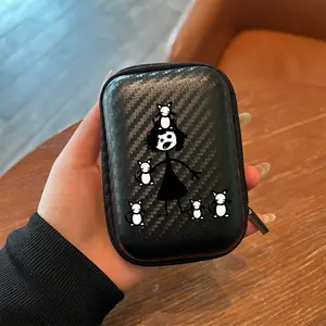 Cat Lover Daily Pattern Office & Travel Essential Eva Hard Edge Headphone/wire/charger Storage Box, Simple Design + Mesh Pocket