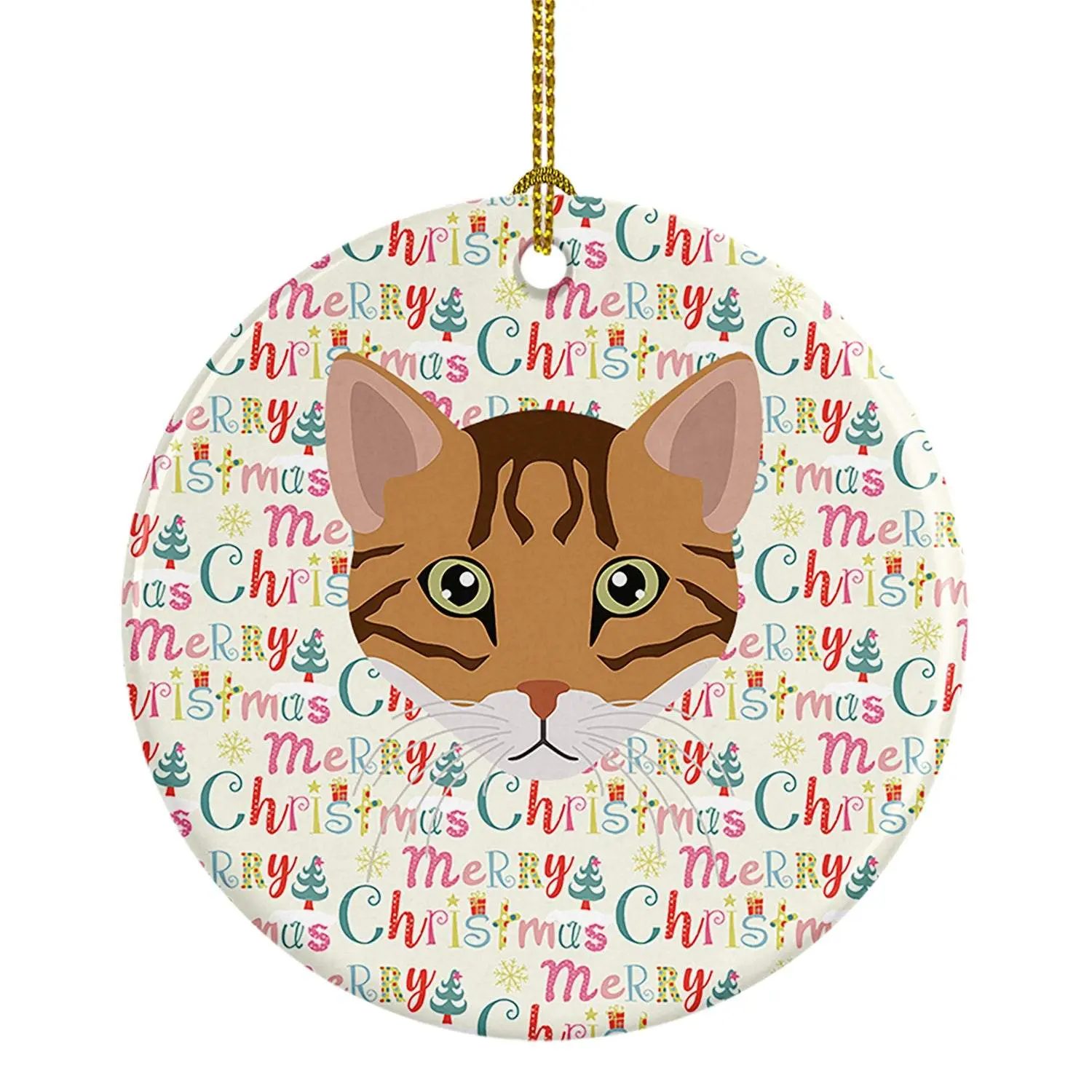 Cheetoh Cat Christmas Ceramic Ornament, Festive Home Decor