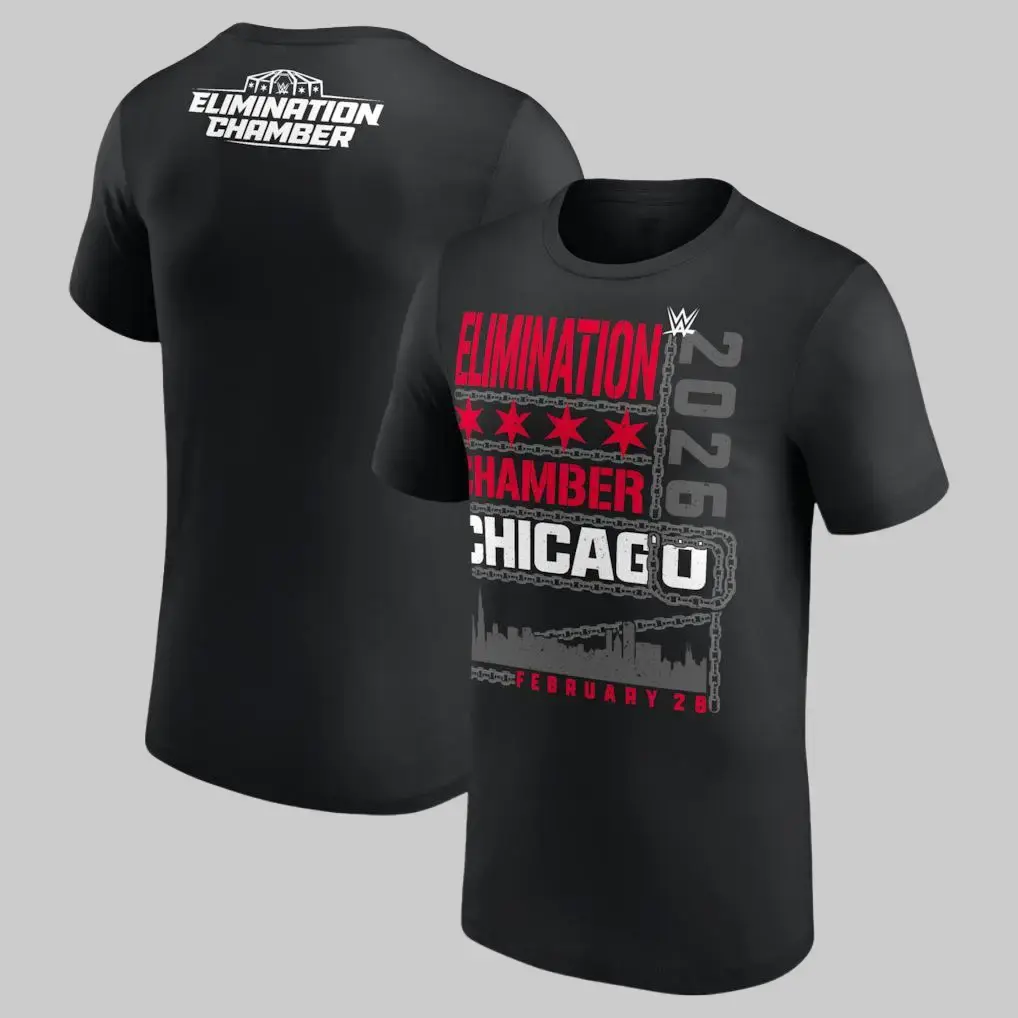 Black WWE Elimination Chamber 2026 Chicago L Train T-Shirt, Premium Live Event Graphic Tee, Road To WrestleMania Pro Wrestling Merch