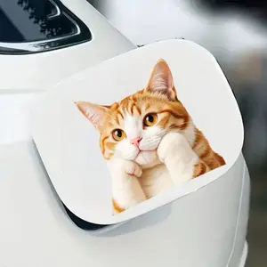 1PC Cool Q-Cute Orange Cat Sticker For Car, Stationery, Carry Bags Orange-White Cat Resting Chin Decor With Realistic Soft Cute Fur Texture In Daily Use Shows Love For Pet Healing Style In Details Injects Personalized Soul Into Items