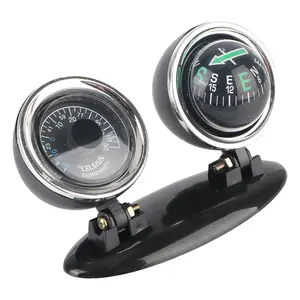 2 in 1 Car Interior Decoration Ornaments Compass Thermometer Guide Ball Dashboard Mounting Auto Truck Off Road 4x4 Accessories