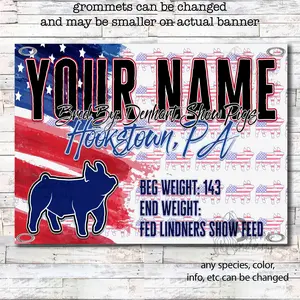 American Flag Style Pig Swine Stall Sign. All Species Available. Customs too. STOCKSHOW. GRAND CHAMPION. PIG SHOW. JACKPOT. STOCKSHOWLIFE.