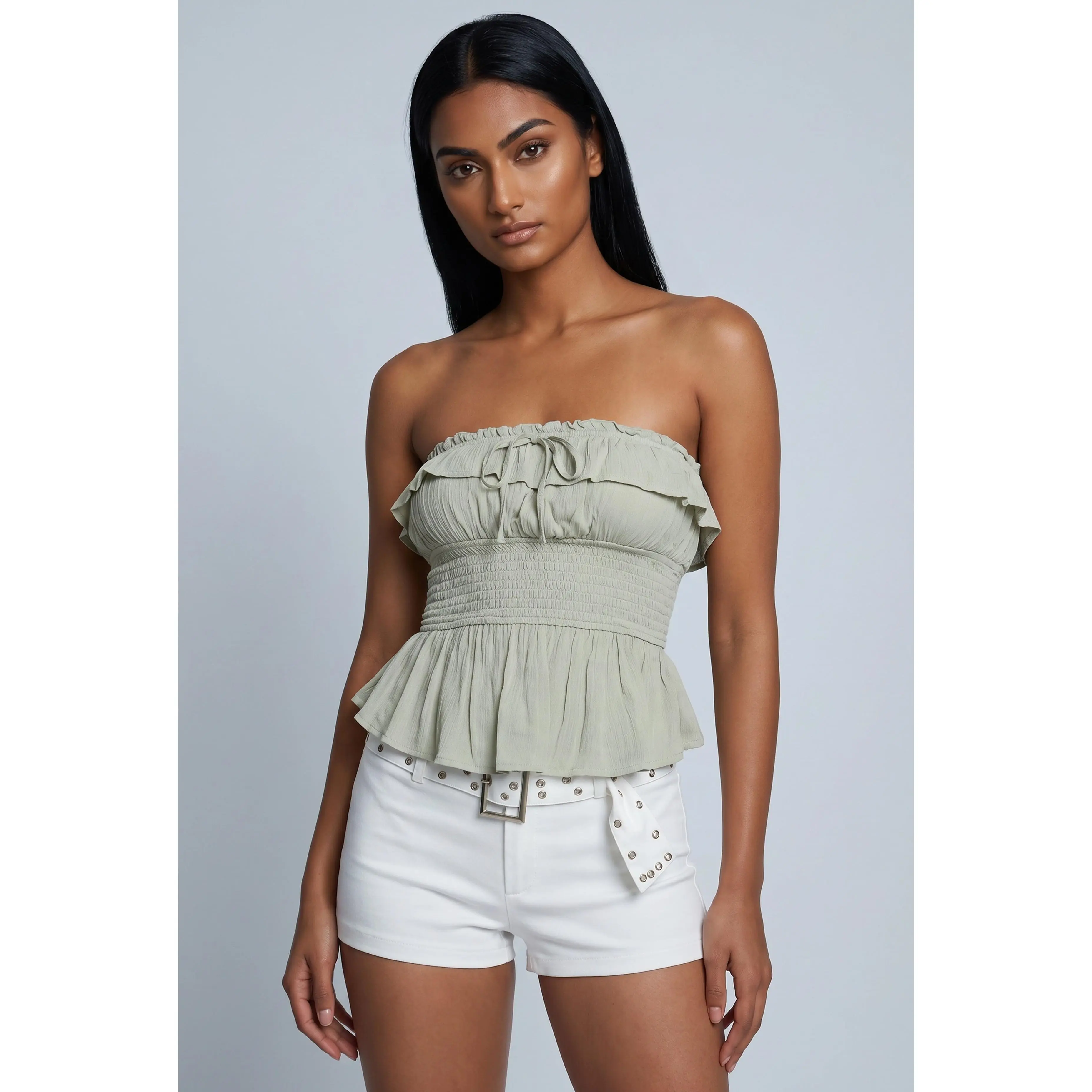 Strapless Peplum Top