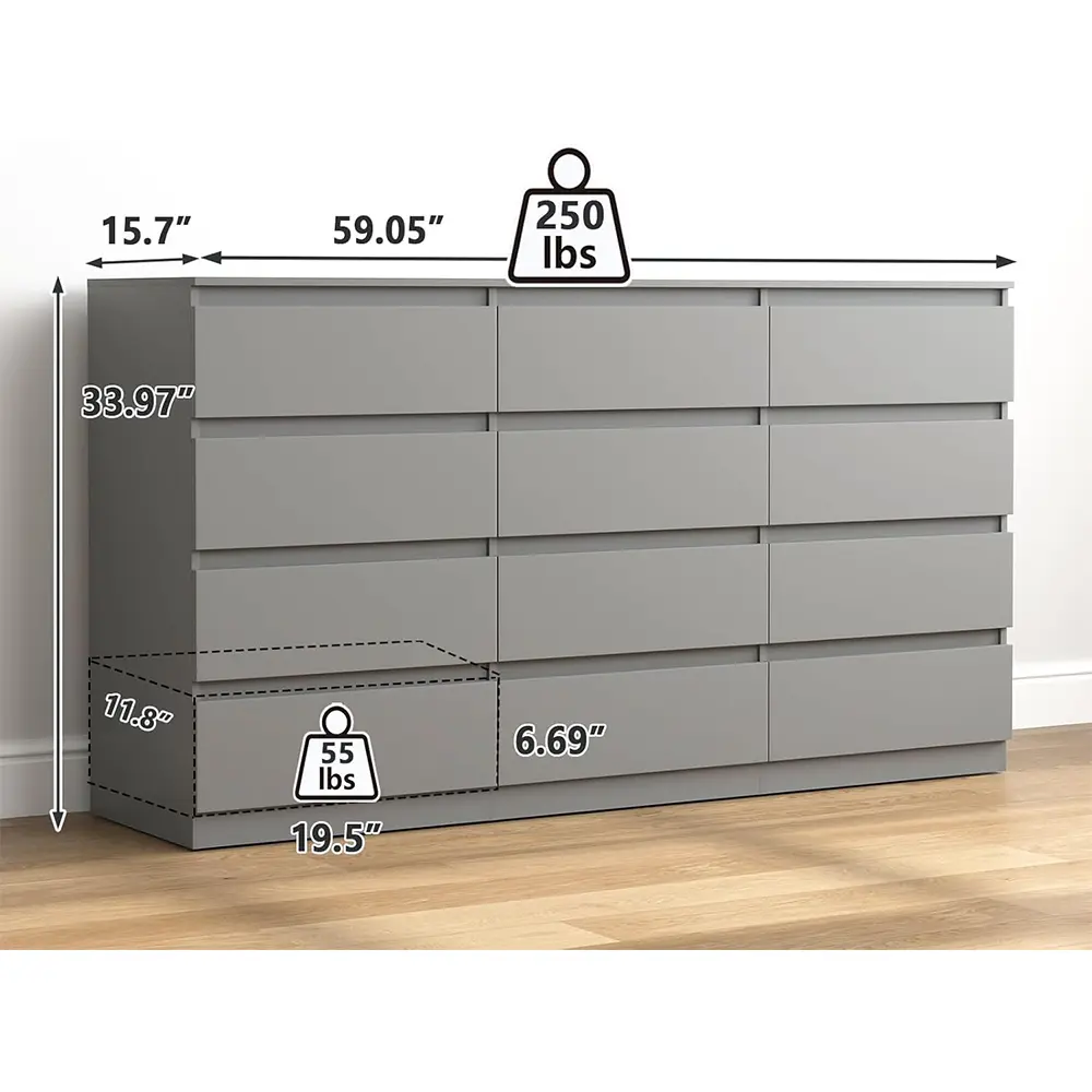 Grey-12 Drawer