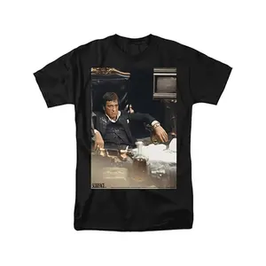Scarface Inspired Graphic Tee With Tony Montana Throne And Jewelry Print For Men And Women