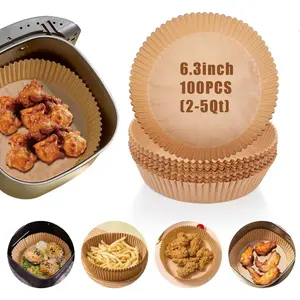 Air Fryer Liners Disposable, 100 count Non-stick Disposable Airfryer Liners, 6.3 Inch Unbleached  Paper, Round Air Fryer Paper Liners for 2-5QT Air Fryer, Baking, Roasting Microwave
