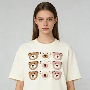 5pcs Adorable Cartoon Bear Head Patches Ideal for decorating clothing, hats, hair accessories, bags, and more. Sewing Method: Hand Sewing